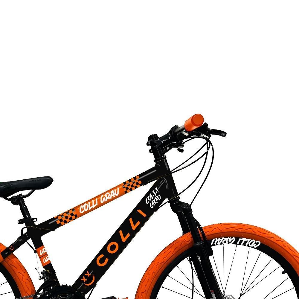 Bicicleta Colli Grau Aro 26 Freios A Disco Suspensão Dianteira - Preto e Laranja