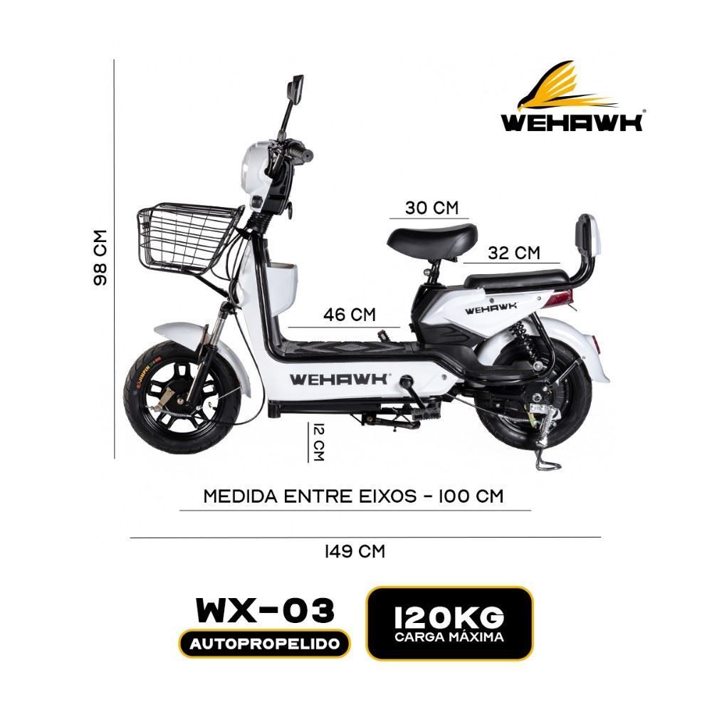 Bicicleta Elétrica Wehawk Wx-03 Basket 800W Bateria 48V - Branco