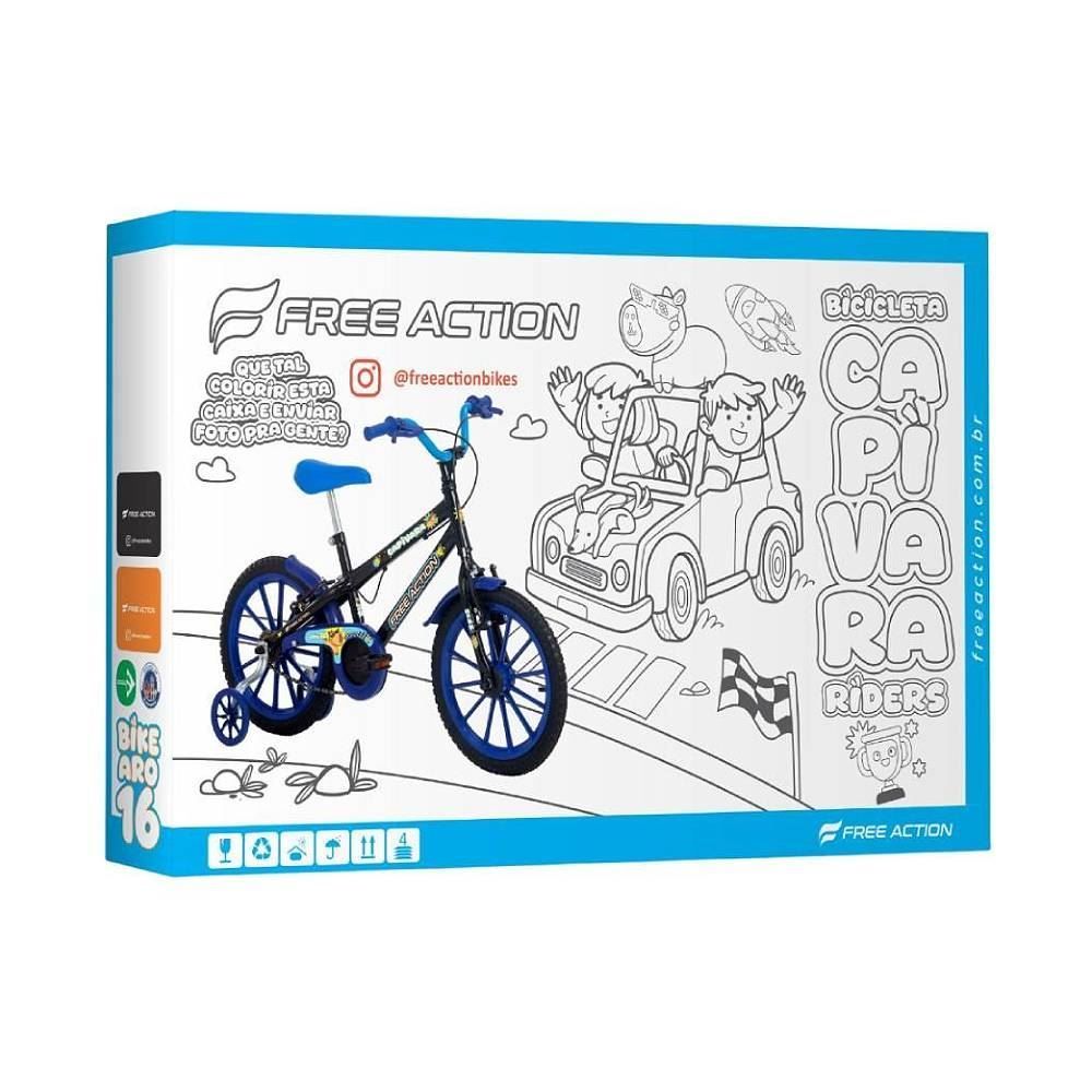 Bicicleta Infantil Aro 16 Mtb Soft Capivara Free Action  - Preto 