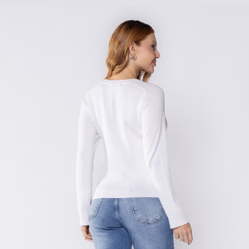 Blusa Feminina De Tricot Canelado Manga Longa Boby Blues