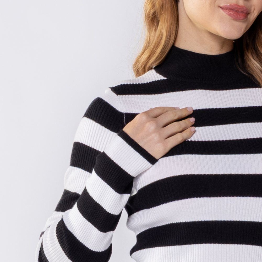 Blusa Feminina Listrada De Tricot Canelado Boby Blues