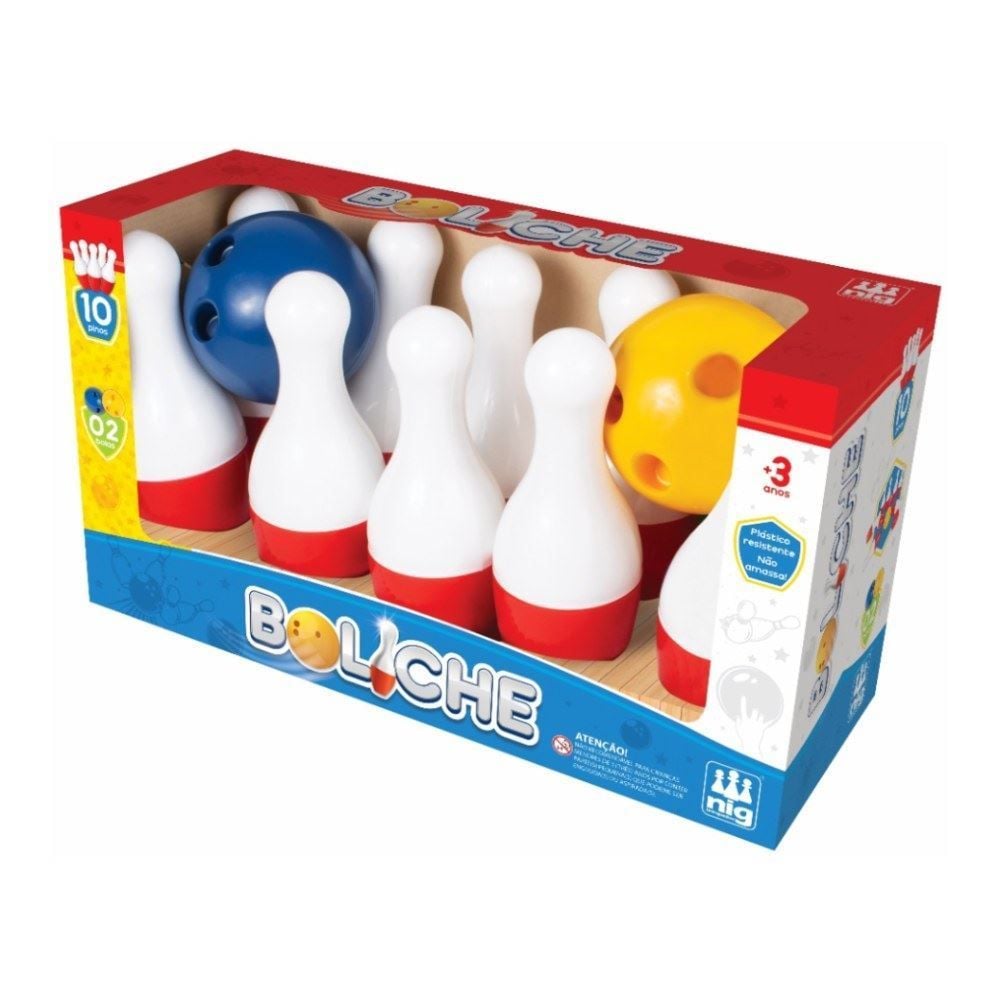 Boliche 12 Peças Nig - Branco E Vermelho