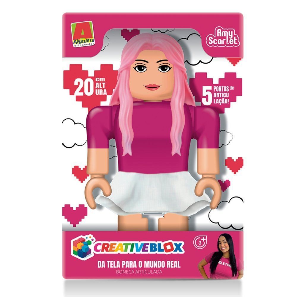Boneca Articulada Amy Scarlet Creativeblox Algazarra Brinquedos - 20 Cm