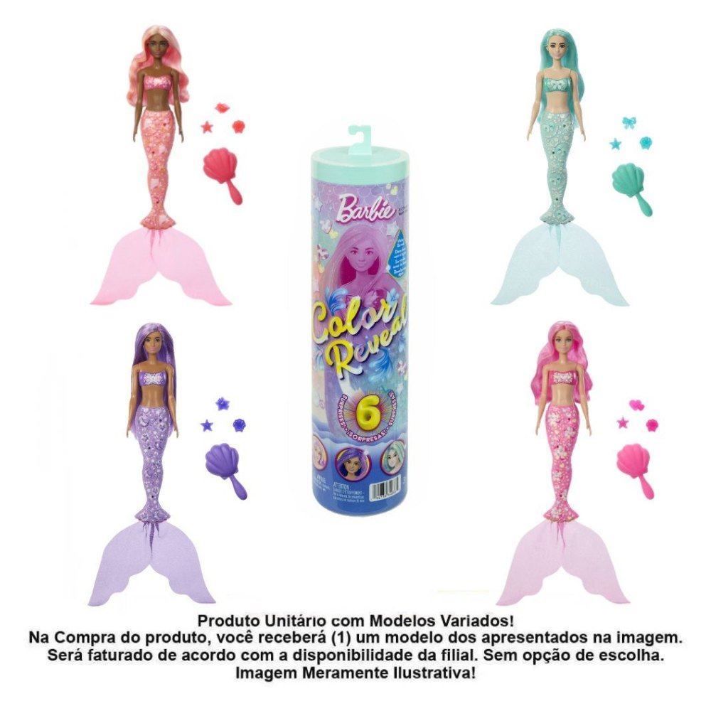 Boneca Barbie Surpresa Sereia Color Reveal Mattel - Sortido