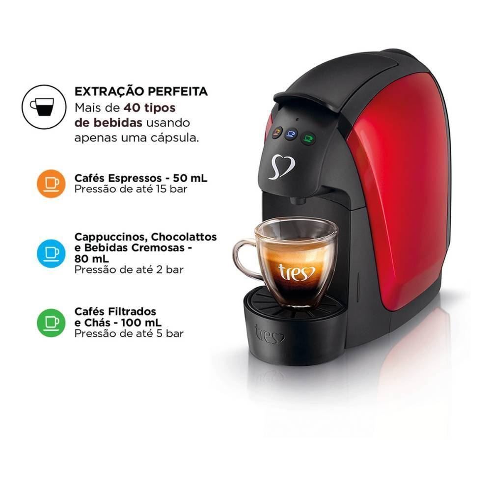 Cafeteira Luna Café Espresso 3 Corações Vermelho