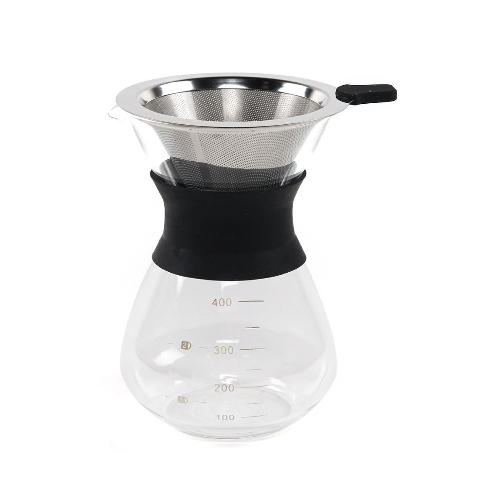 Cafeteira Vidro com Filtro Inox Drip Hauskraft 400Ml - Transparente e Preto
