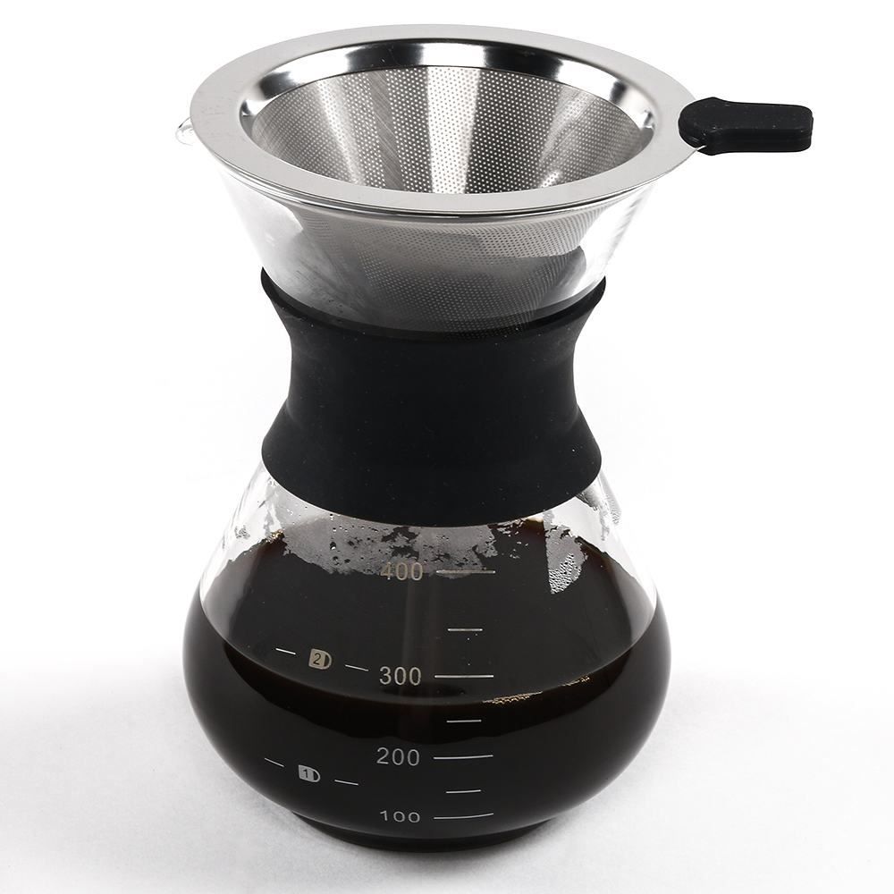 Cafeteira Vidro com Filtro Inox Drip Hauskraft 400Ml - Transparente e Preto