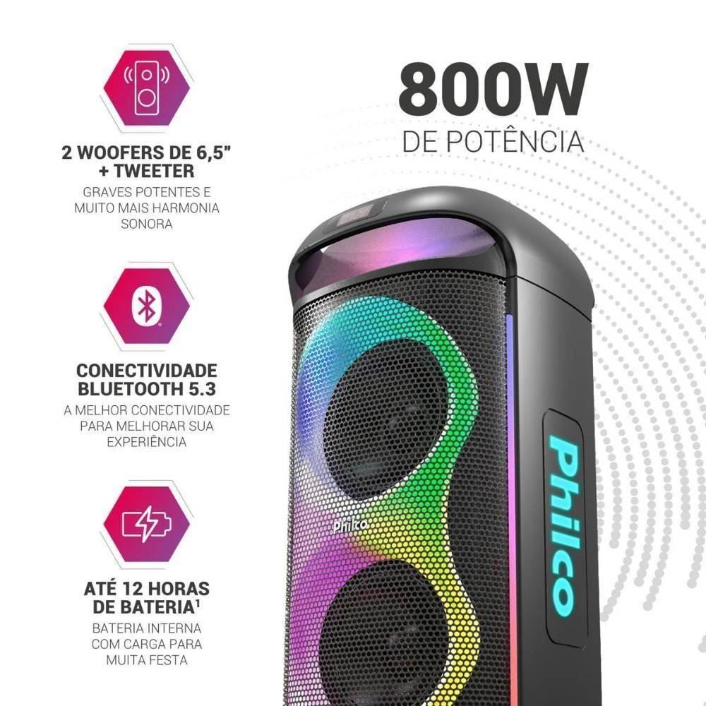 Caixa Acústica Pcx6702 Philco Ex Bass 800W - Bivolt