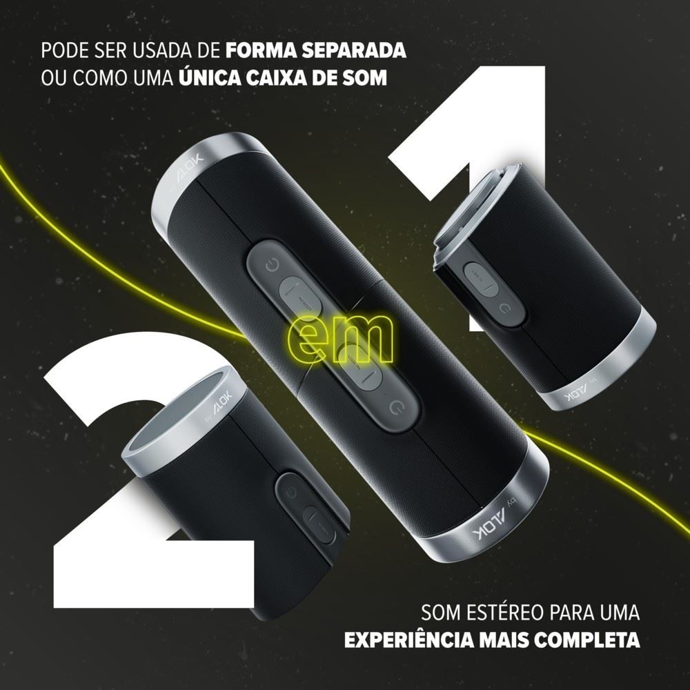 Caixa de Som Bluetooth Waaw by Alok Us 200Sb Duo - Preto