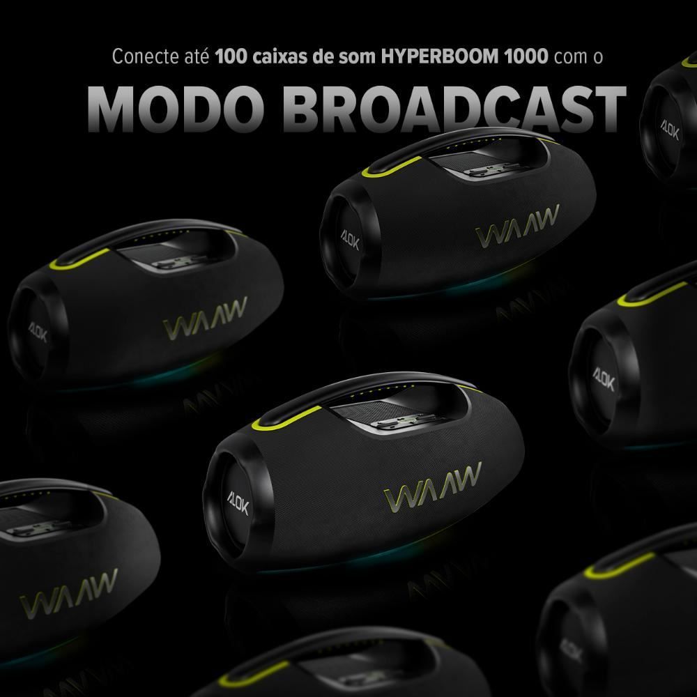 Caixa De Som Bluetooth Waaw By Alok 180W Rms Hyperboom 1000 - Preto