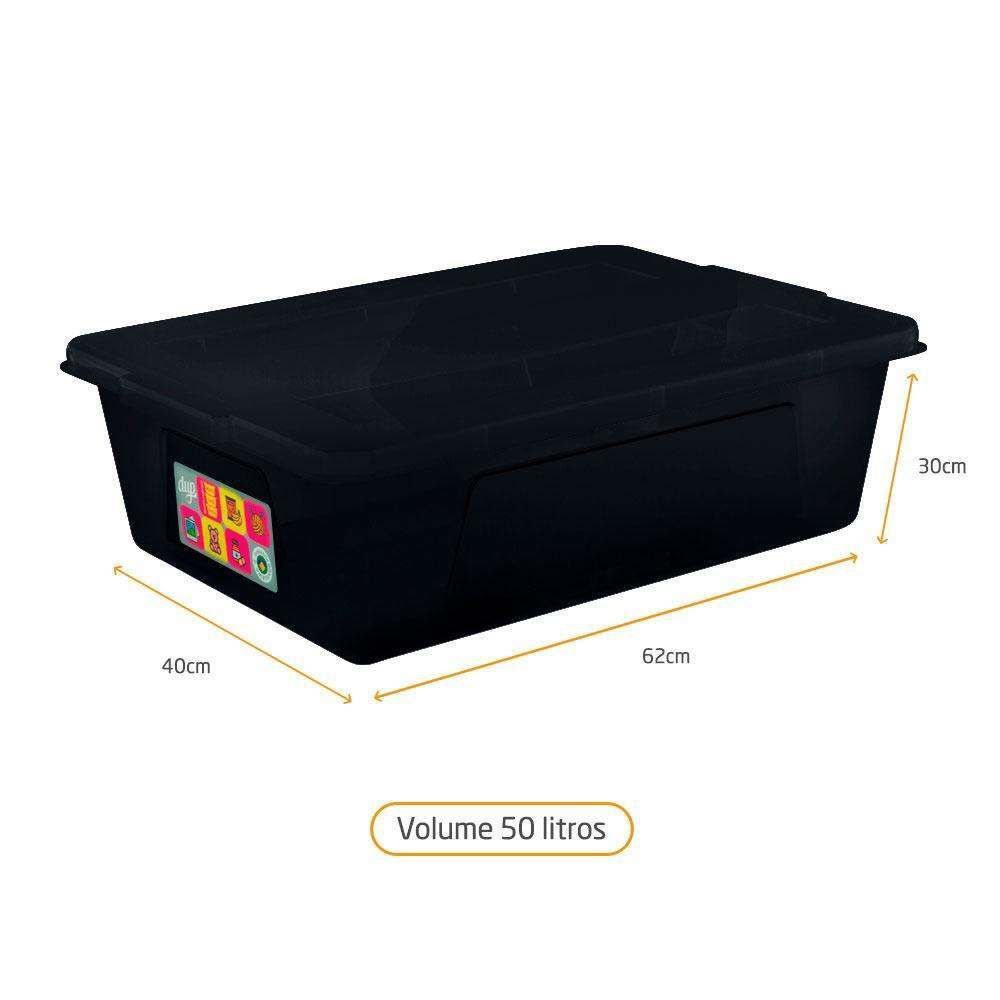 Caixa Organizadora Com Tampa Multiuso Black Dup 50 Litros - Preto