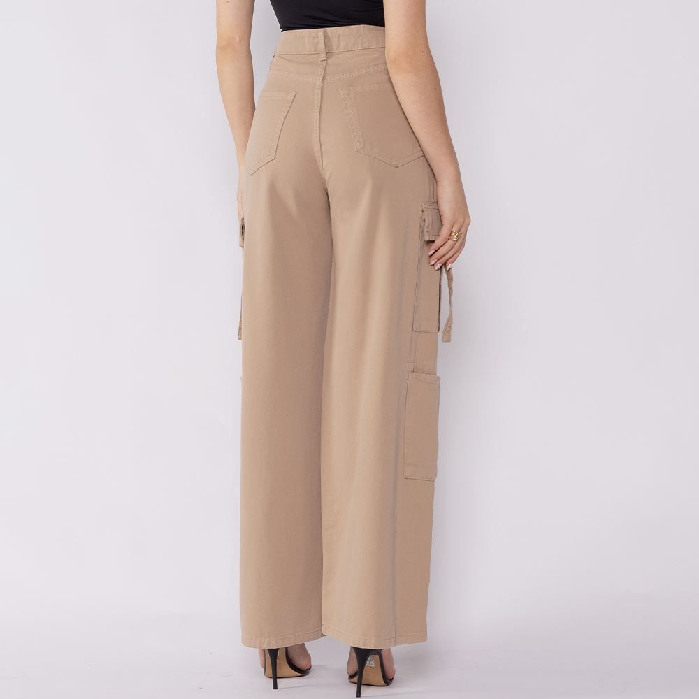 Calça Feminina Cargo Wide Em Sarja Boby Blues