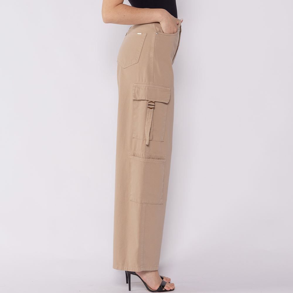 Calça Feminina Cargo Wide Em Sarja Boby Blues