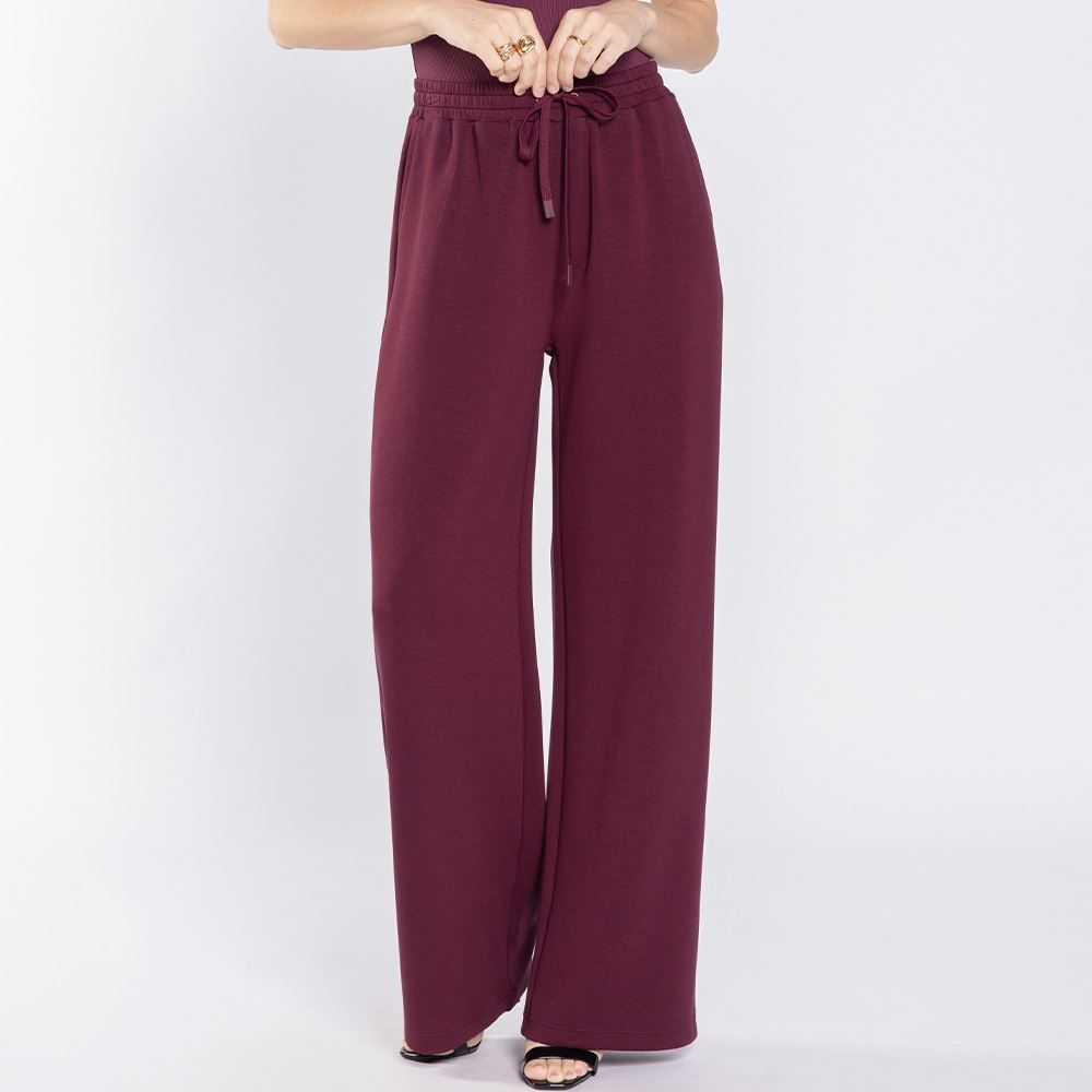 Calça Feminina Wide Leg Em Moletom Patricia Foster