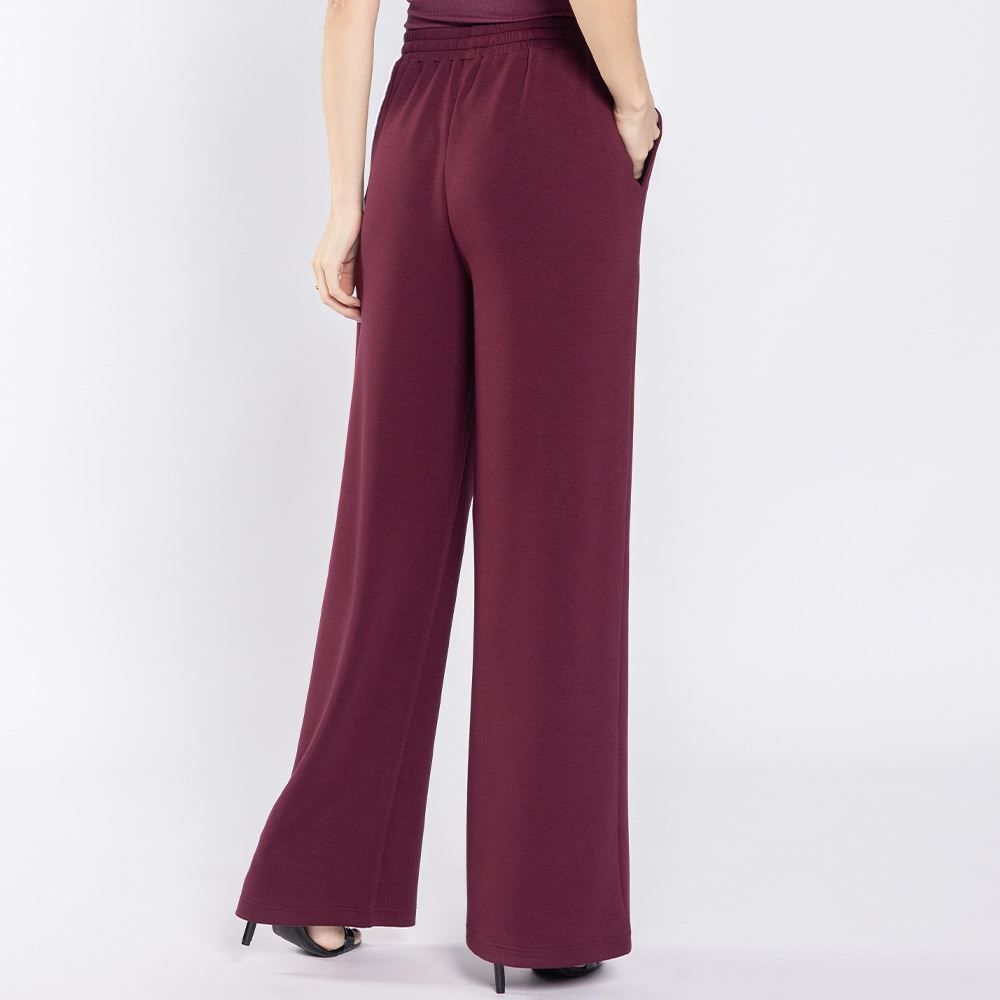 Calça Feminina Wide Leg Em Moletom Patricia Foster