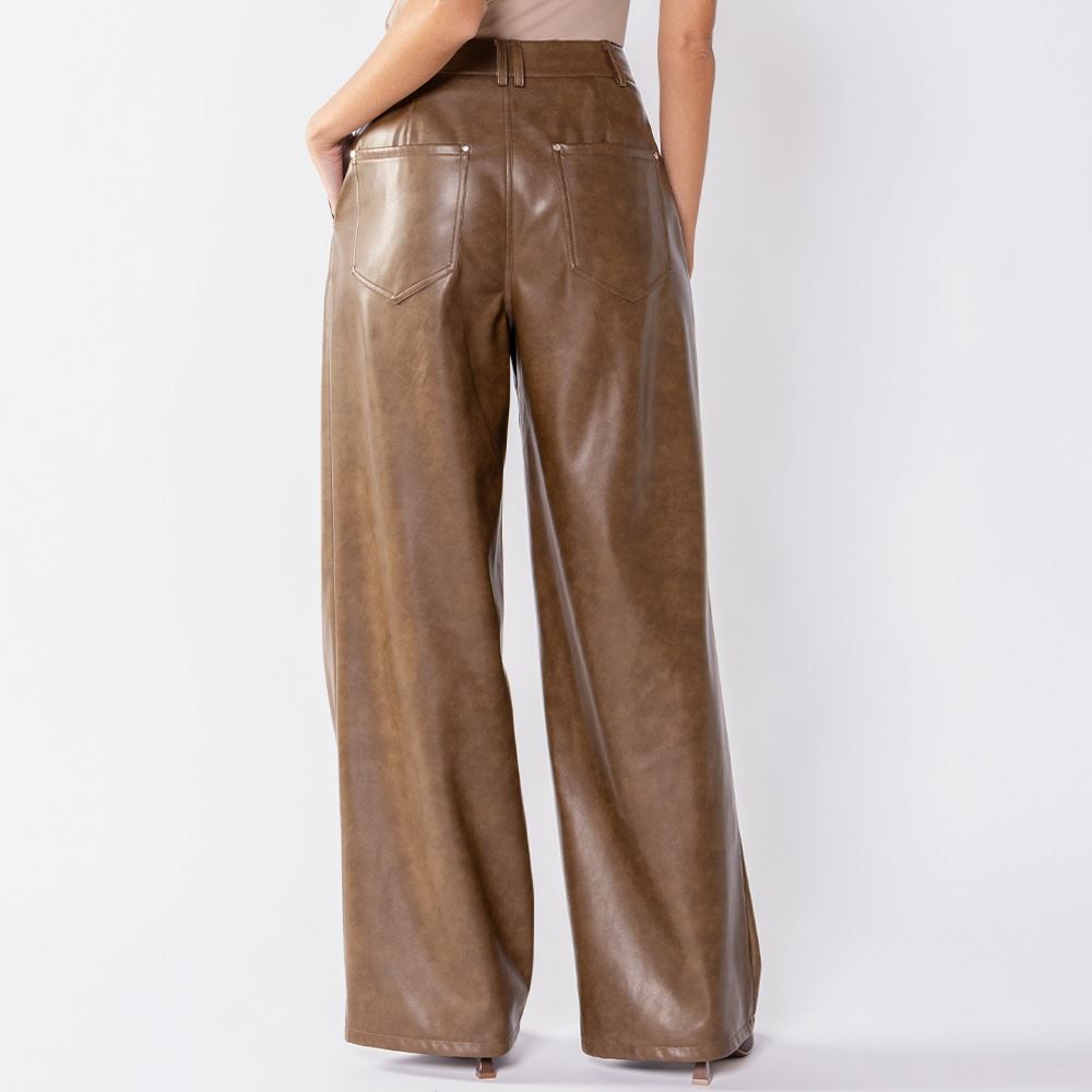 Calça Feminina Wide Leg Em PU Boby Blues