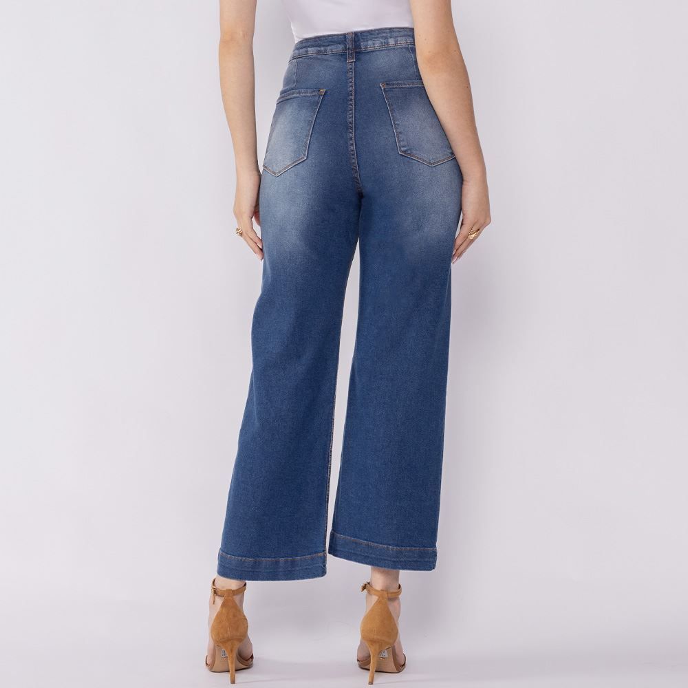 Calça Jeans Feminina Reta Cropped Patricia Foster