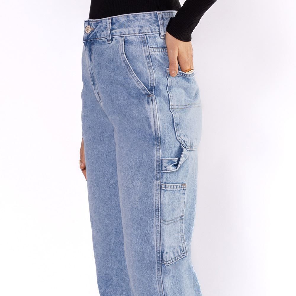 Calça Jeans Feminina Wide Leg Carpinteiro Sawary
