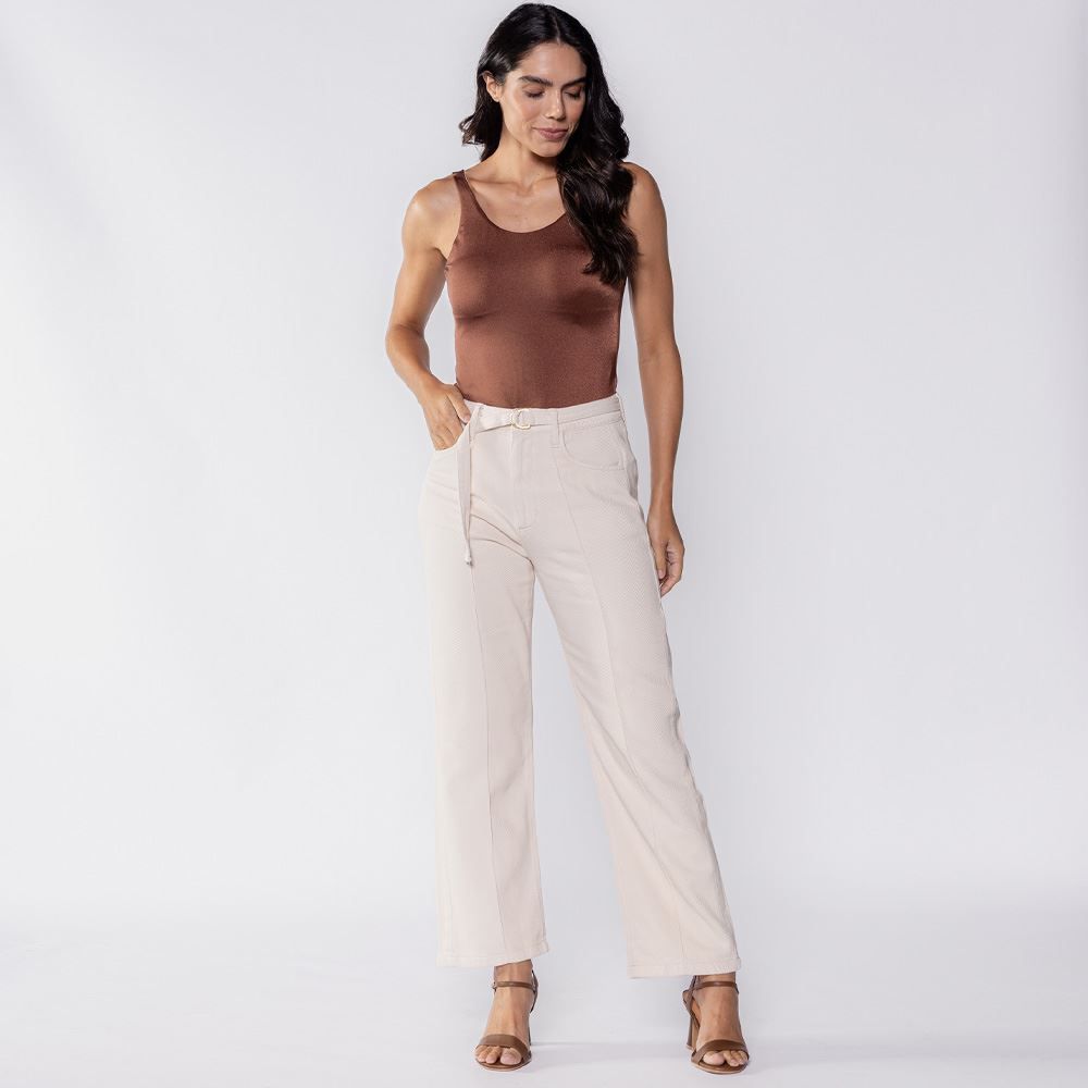 Calça Feminina Wide Leg Com Cinto Patricia Foster