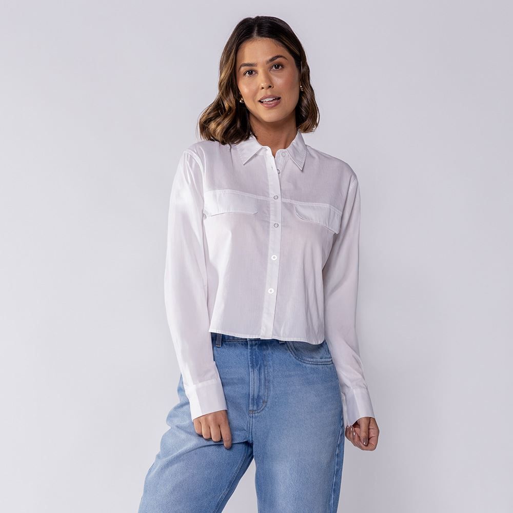 Camisa Cropped Manga Longa Boby Blues