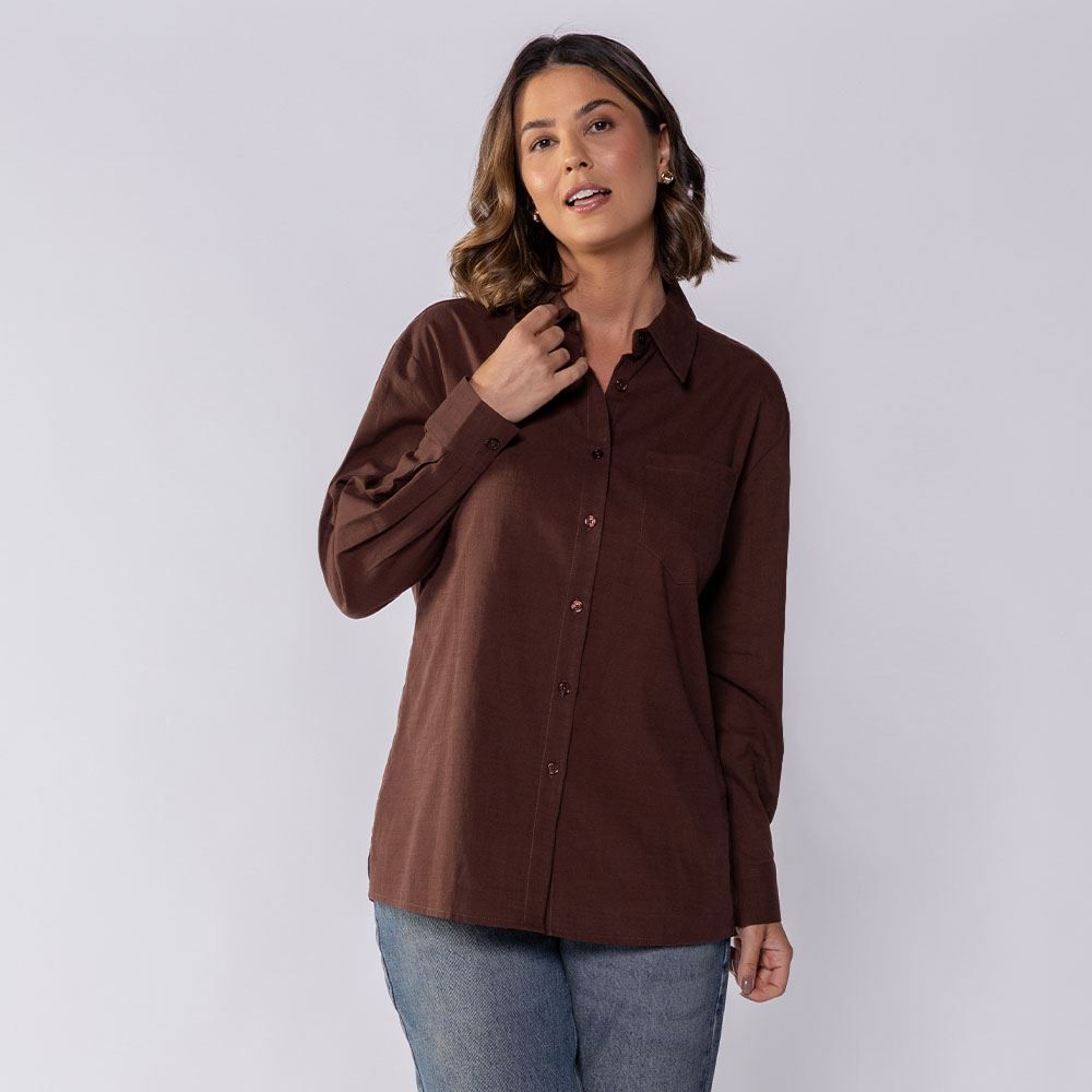 Camisa Feminina Alongada De Tricoline Boby Blues