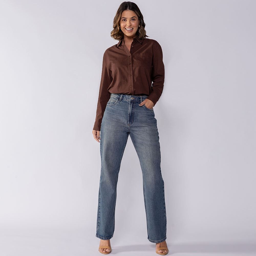 Camisa Feminina Alongada De Tricoline Boby Blues
