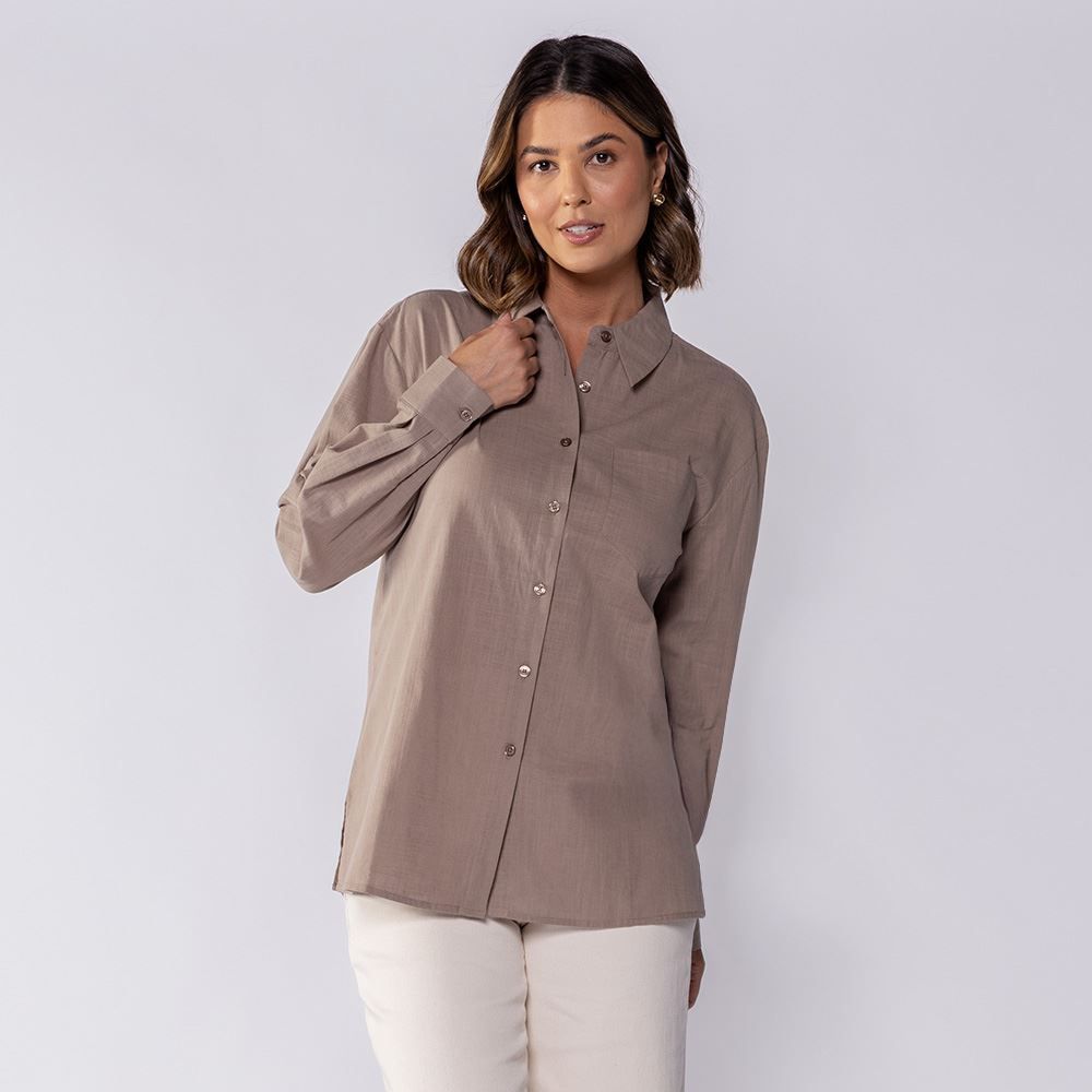 Camisa Feminina Alongada De Tricoline Boby Blues