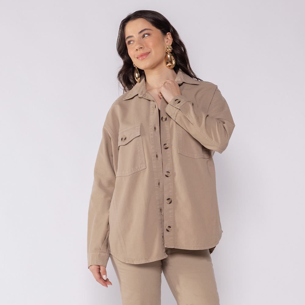 Camisa Feminina Manga Longa Em Sarja Patricia Foster