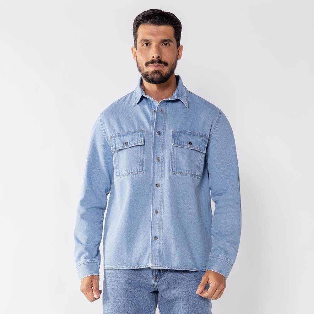 Camisa Jeans Masculina Manga Longa Thing