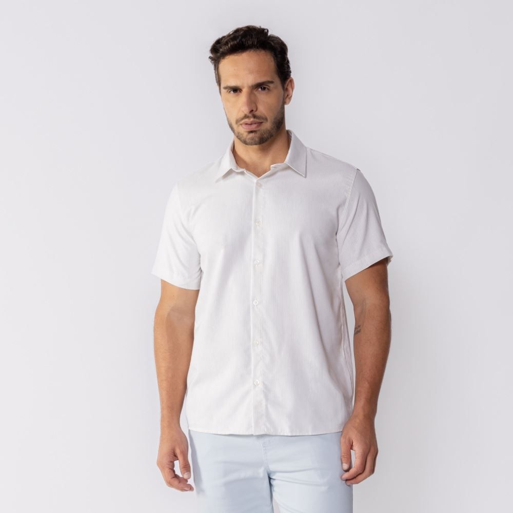 Camisa Masculina De Botão Tecido Plano Marc Alain