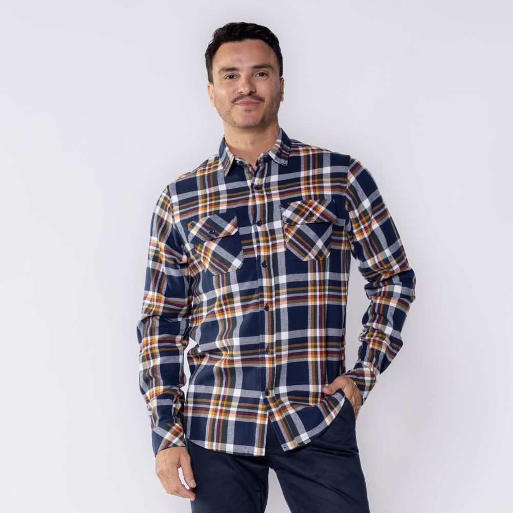 Camisa Masculina Xadrez De Flanela Com Bolso Marc Alain