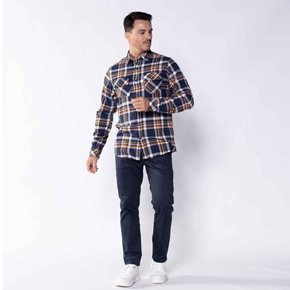Camisa Masculina Xadrez De Flanela Com Bolso Marc Alain
