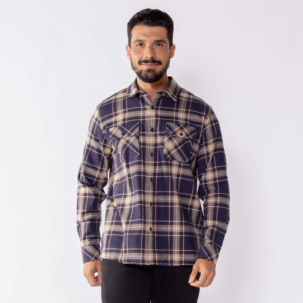 Camisa Masculina Xadrez Em Algodão Marc Alain