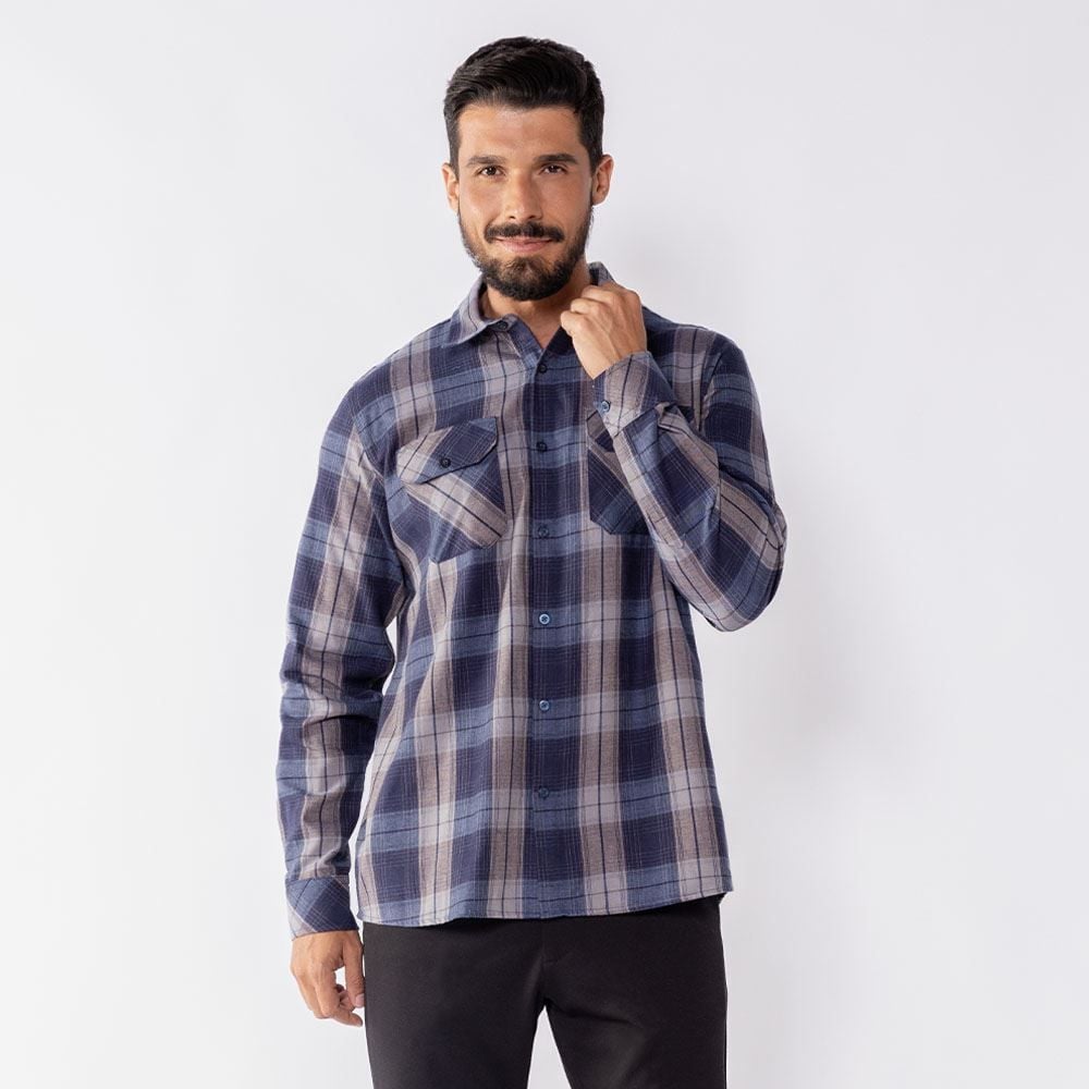 Camisa Masculina Xadrez Em Algodão Marc Alain