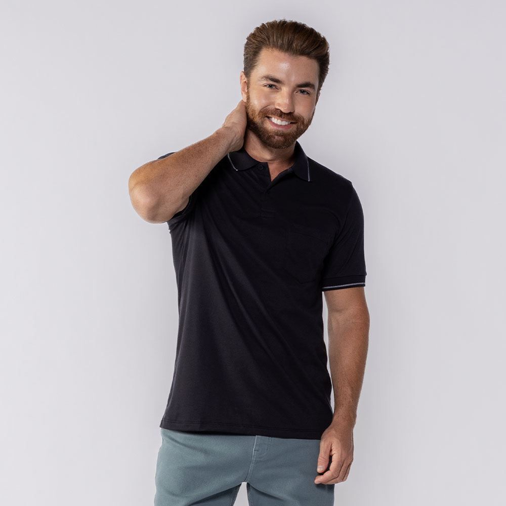 Camisa Polo Masculina Com Bolso Marc Alain