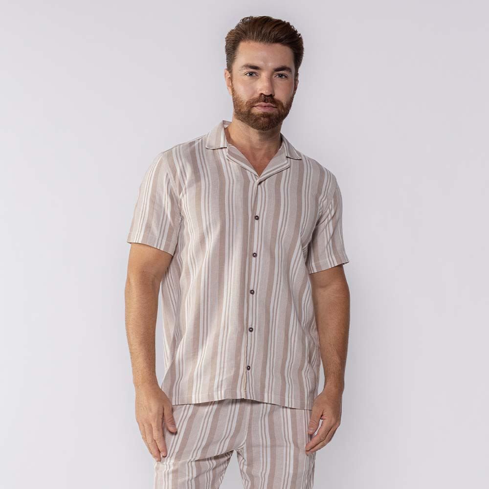 Camisa Masculina De Botão Listrada Thing