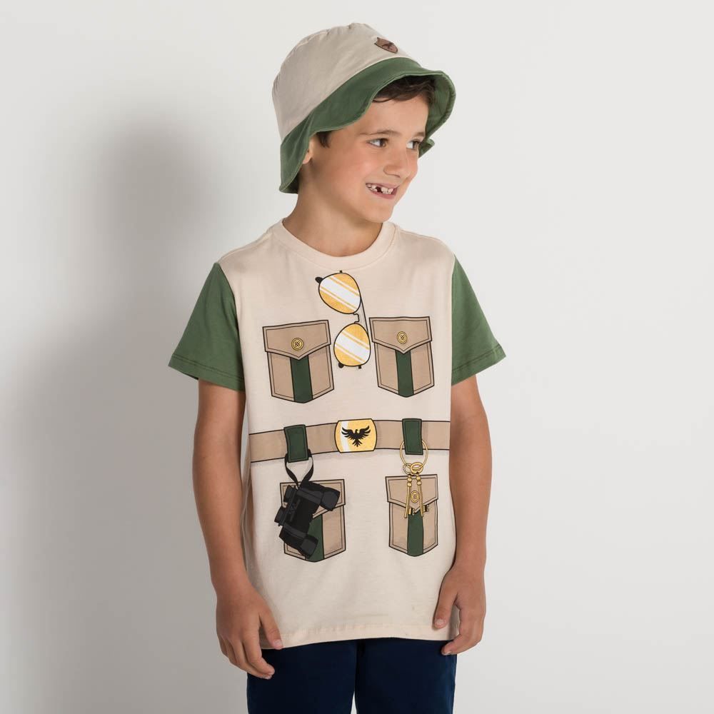 Camiseta 4 a 10 anos Bucket Bolsos + Brinde Chapéu Hot Dog