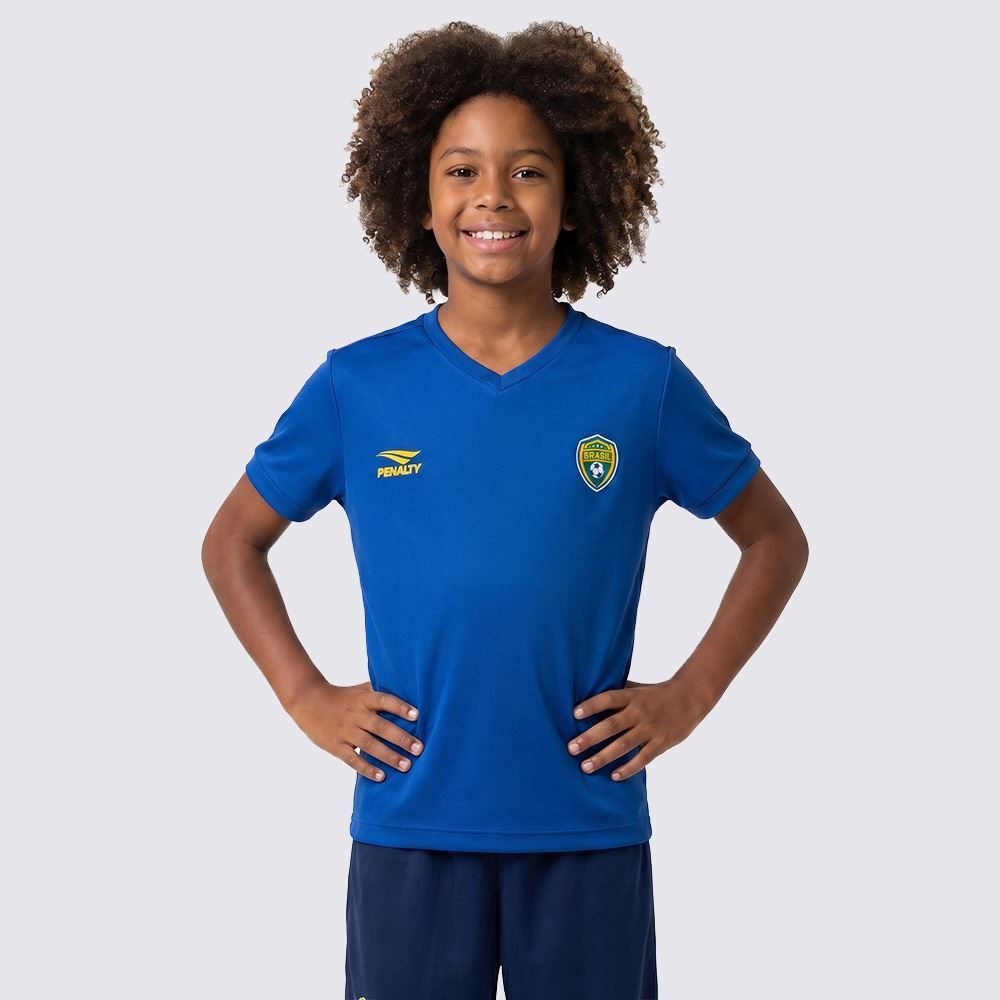 Camiseta Brasil Infantil Unissex 8 A 14 Anos Player Penalty