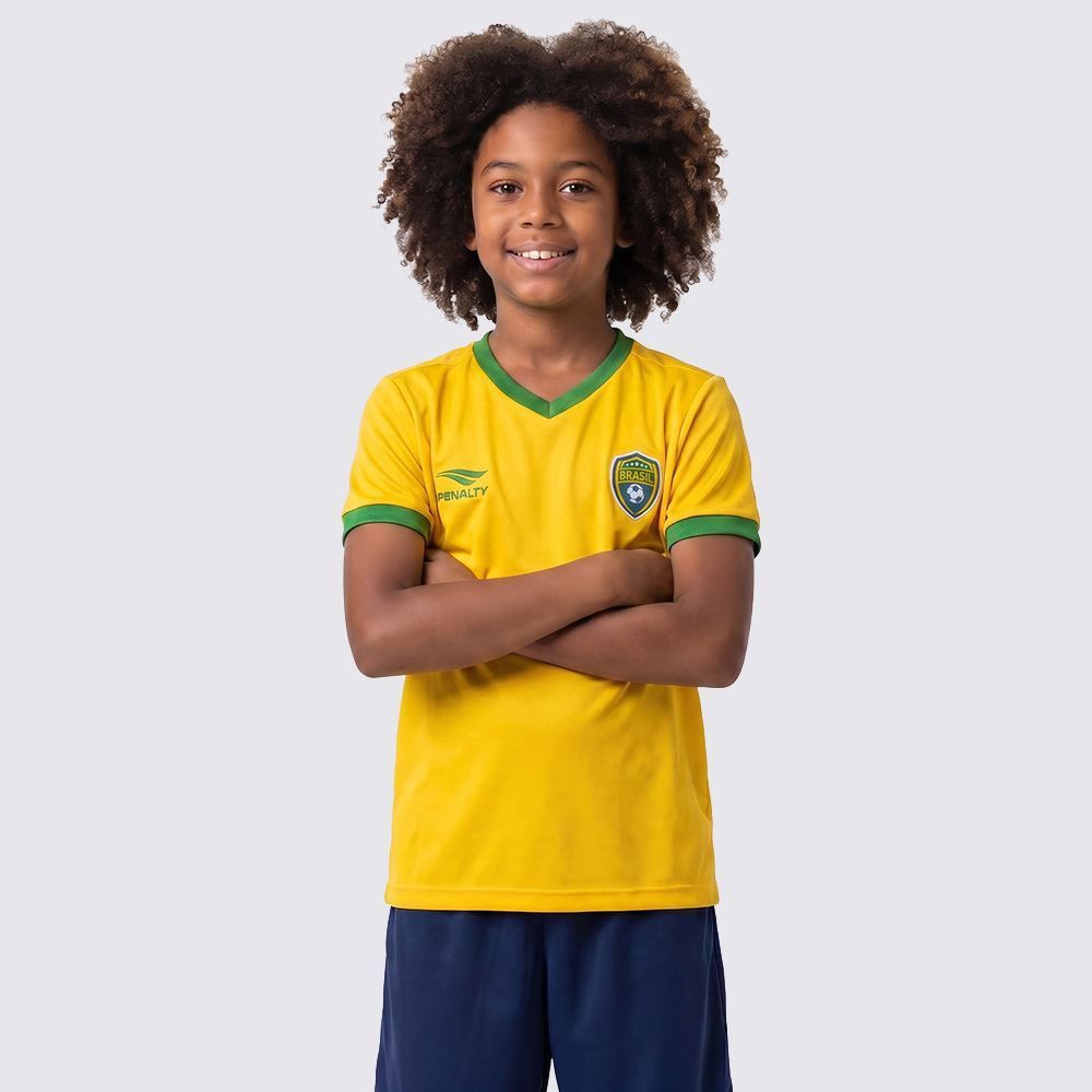 Camiseta Brasil Infantil Unissex 8 A 14 Anos Player Penalty