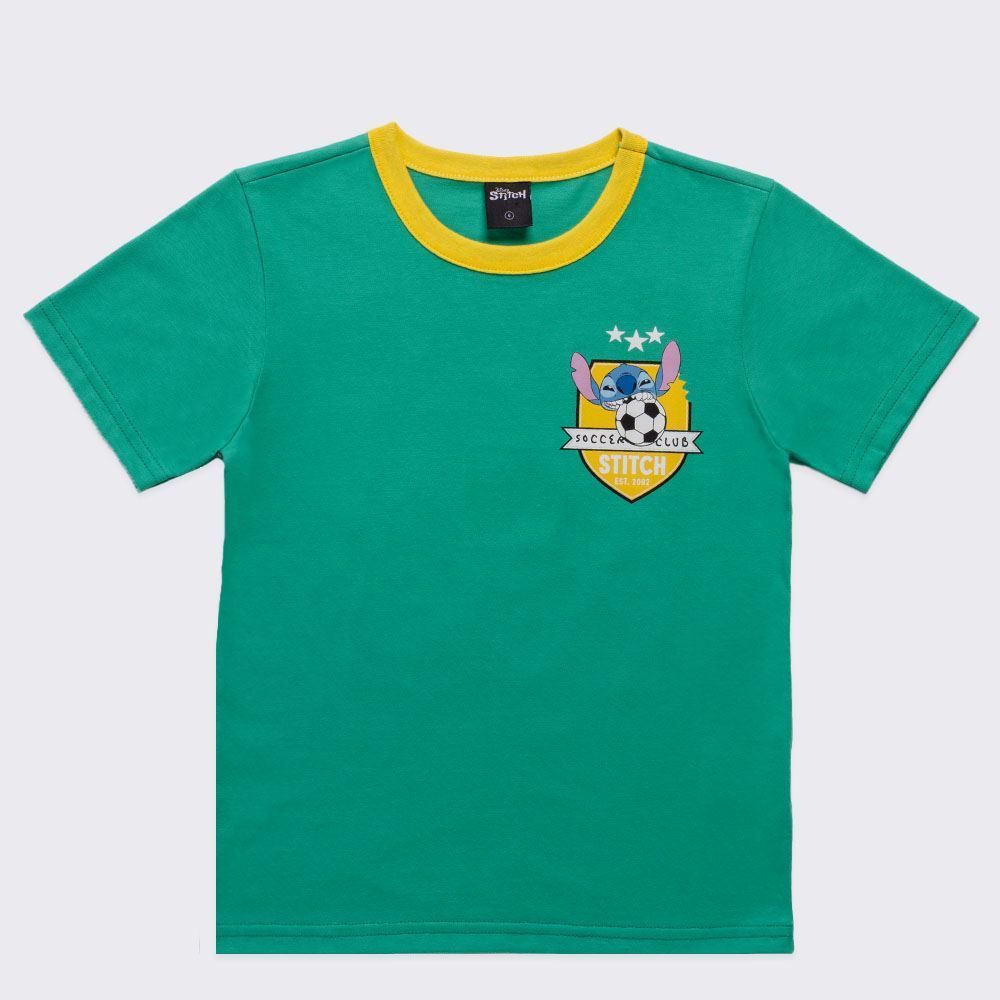 Camiseta Infantil Menino Stitch Copa 4 A 10 Anos Disney
