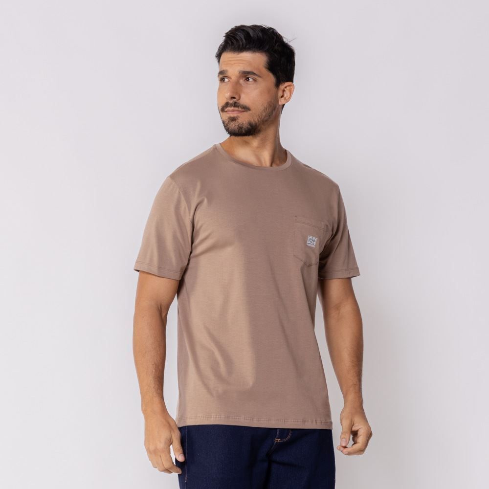 Camiseta Masculina Com Bolso De Algodão Pima Marc Alain