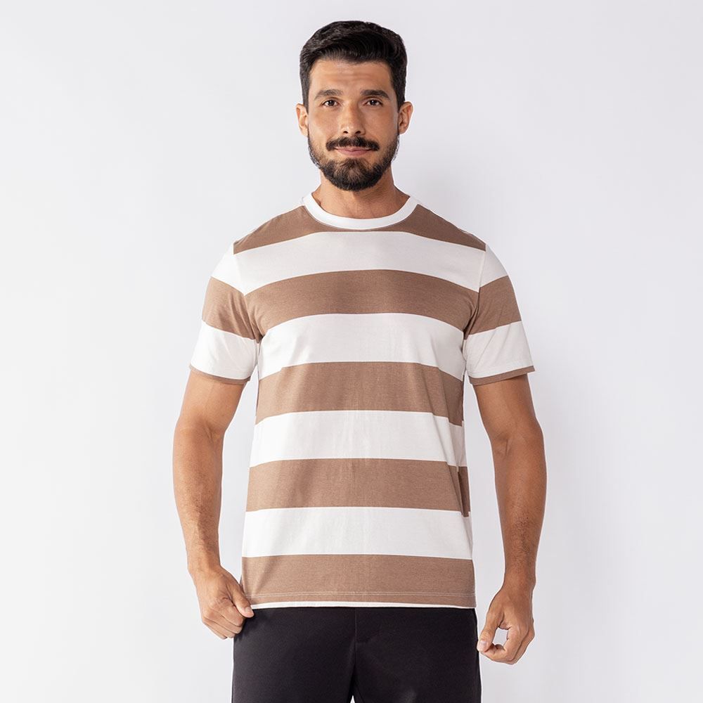 Camiseta Masculina Listrada Em Algodão Thing
