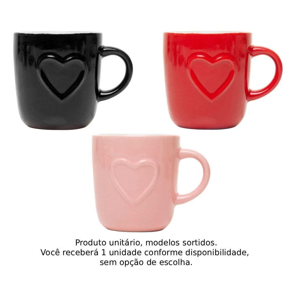 Caneca Cerâmica Heart 170Ml Lyor - Sortido
