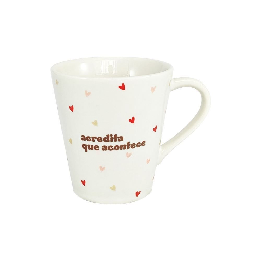 Caneca Cônica Decorada Lv Porcelanas 290Ml - Acredita Que Acontece