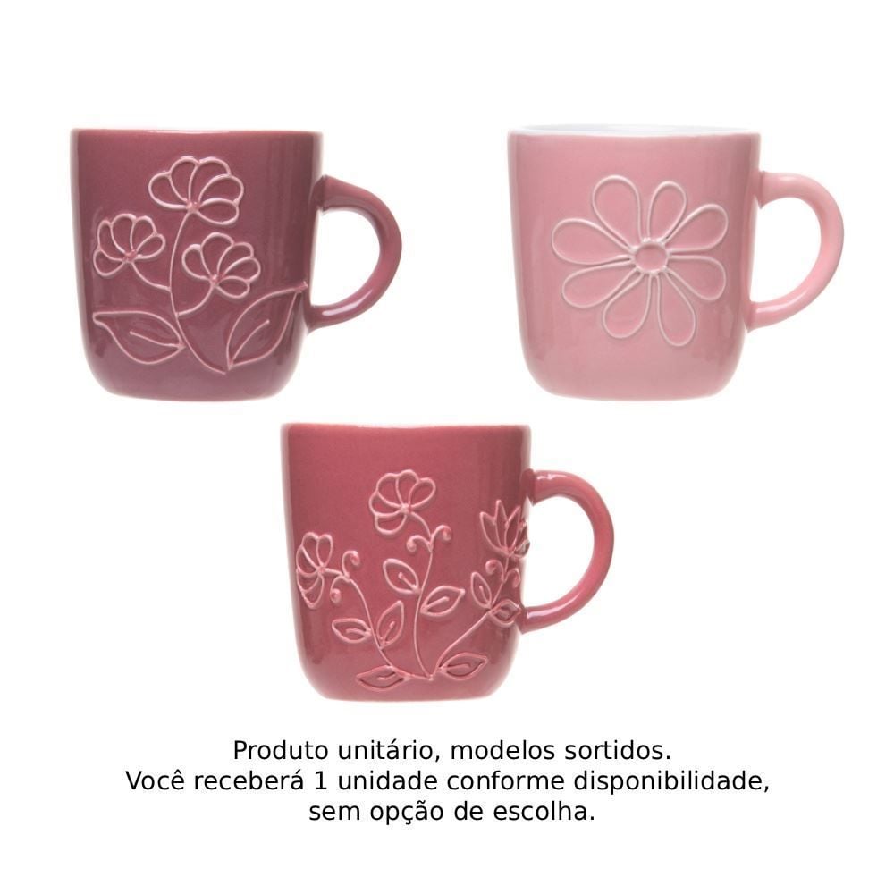 Caneca de Cerâmica Flowers 170Ml Wolff - Sortido