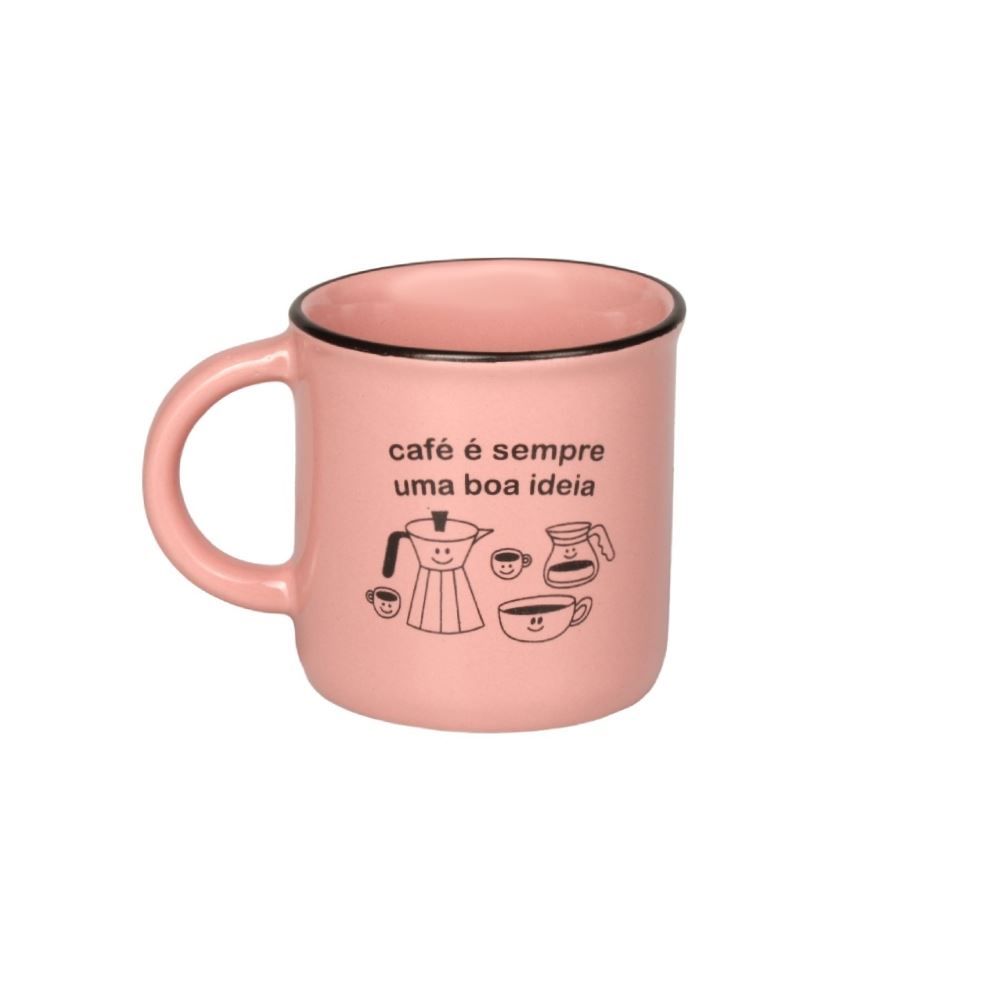 Caneca De Cerâmica Vintage Estampada Havan Casa 210Ml - Rosa Fosco