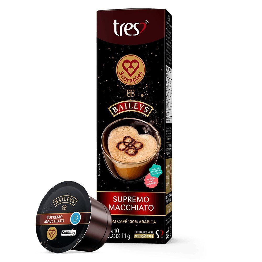 Cápsulas Baileys Supremo Macchiato 110G Tres 3 Corações  - 10 Cápsulas 