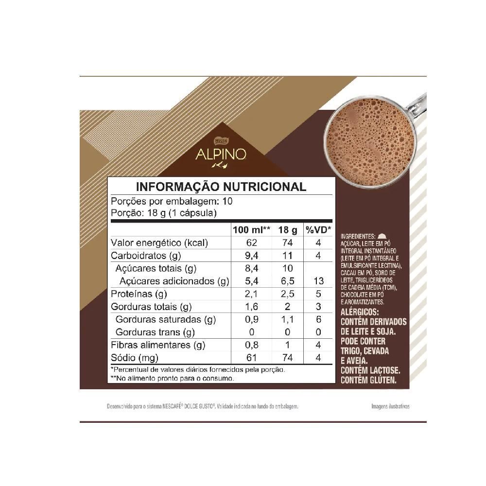 Cápsulas De Alpino Intense Dolce Gusto 180G - 10 Cápsulas
