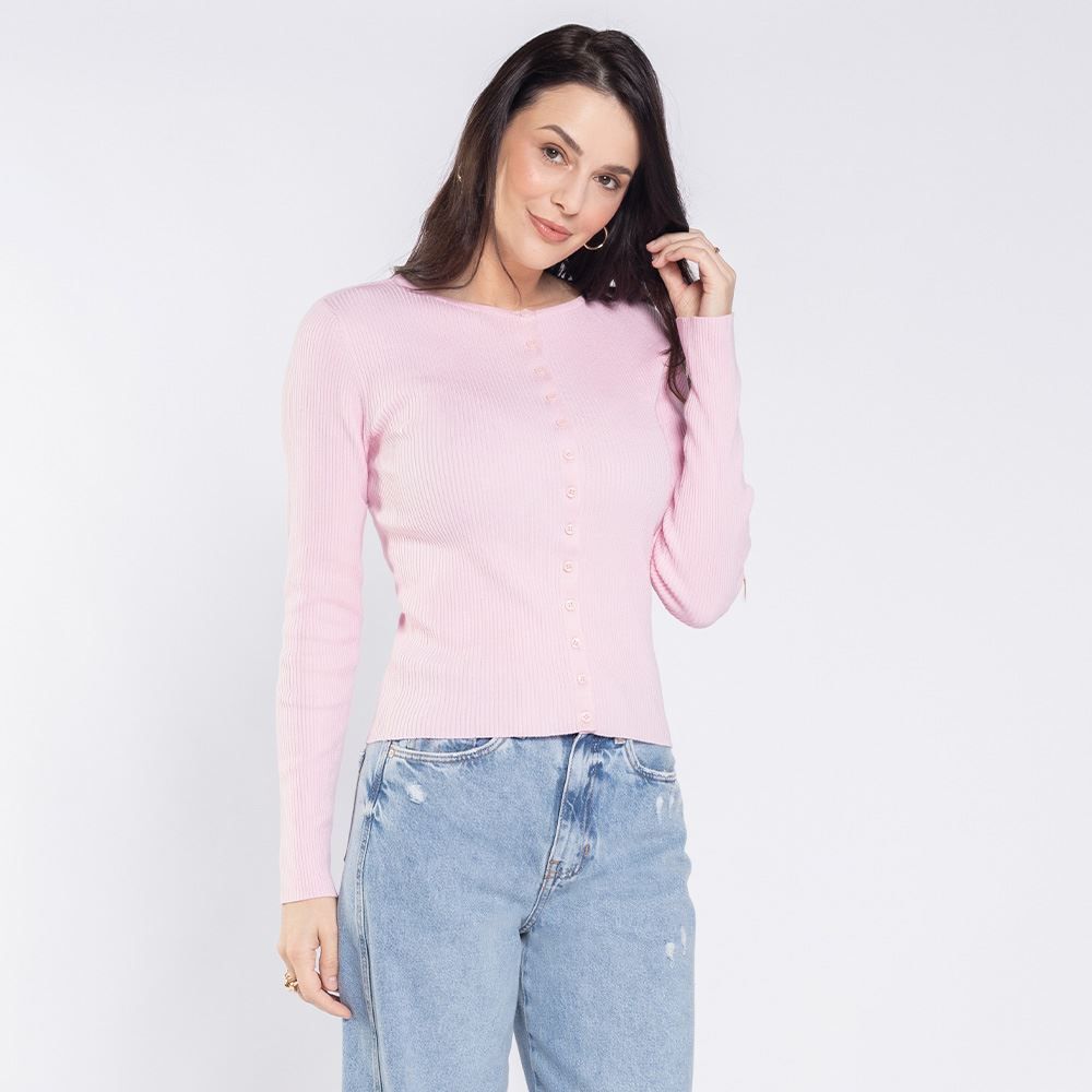 Cardigan Feminino De Tricot Canelado Boby Blues