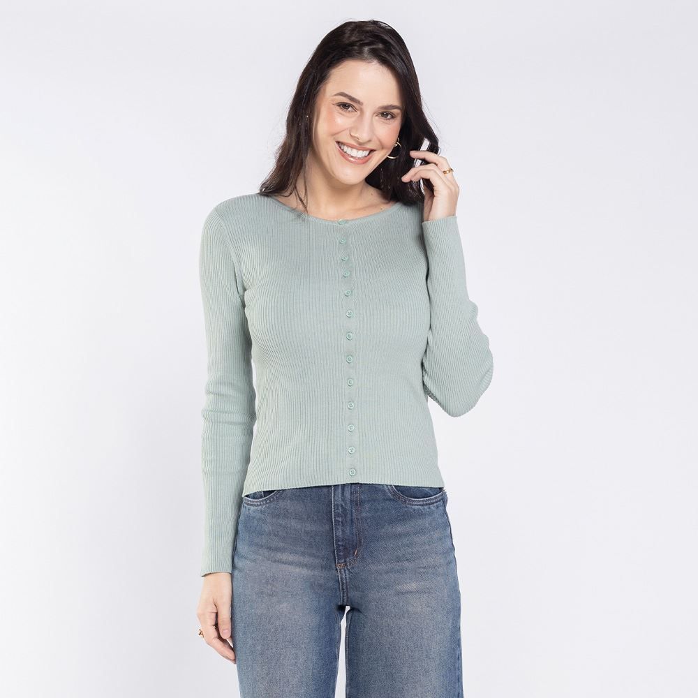 Cardigan Feminino De Tricot Canelado Boby Blues